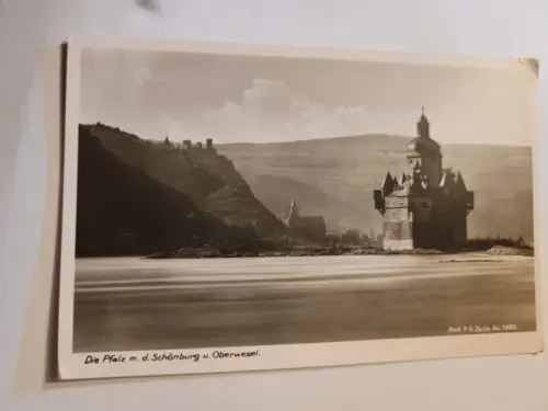 Die Pfalz m. d Schönburg u Oberwesel Postkarte: