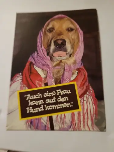 Auch eine Frau kann auf den Hund kommen Postkarte: