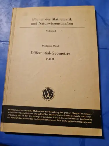 Differential Geometrie Teil 2 Haack, Wolfgang: