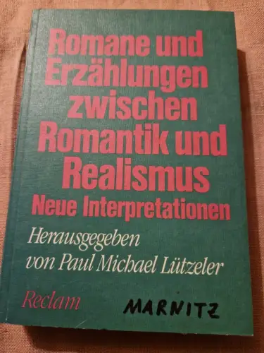 Romane und Erzählungen zwischen Romantik und Realismus: Neue Interpretationen Lü