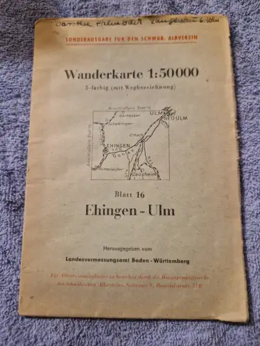 Wanderkarte 1:50000 - Ehingen - Ulm