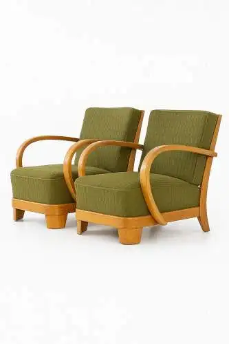 Exquisites Paar Sessel | Original 1920er Jahre (Art Déco) | Grün & Holz