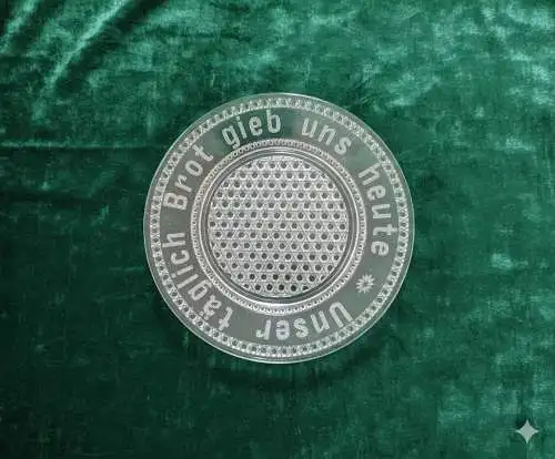 Zeitzeuge um 1900: Wunderschöner Pressglas Teller "GIEB uns heute" – Ein Stück Kulturgeschichte