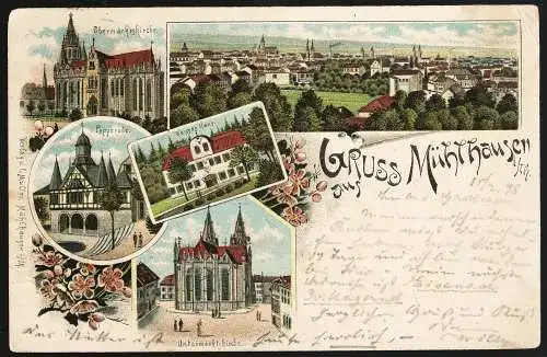 [Lithographie] Gruss aus Mühlhausen. 