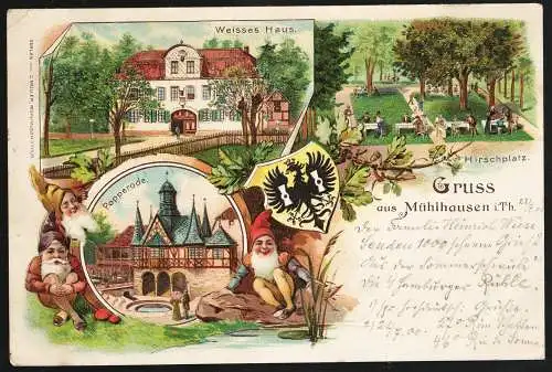 [Lithographie] Gruss aus Mühlhausen i. Th. 