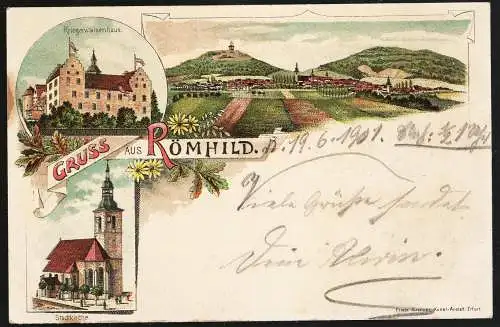 [Lithographie] Gruss aus Römhild. 