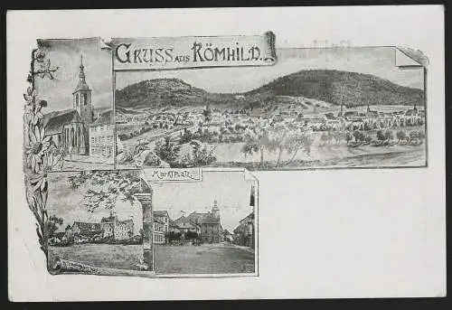 [Lithographie] Gruss aus Römhild. 