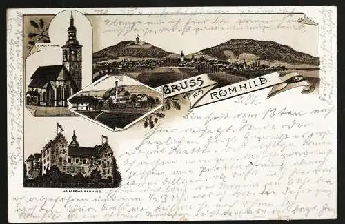 [Lithographie] Gruss aus Römhild. 