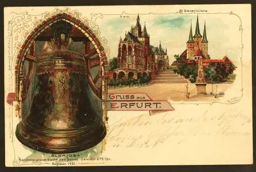 [Lithographie] Gruss aus Erfurt. 