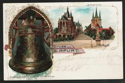 [Lithographie] Gruss aus Erfurt. 