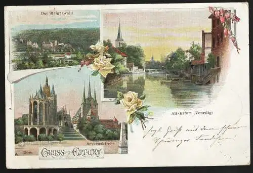 [Lithographie] Gruss aus Erfurt. 