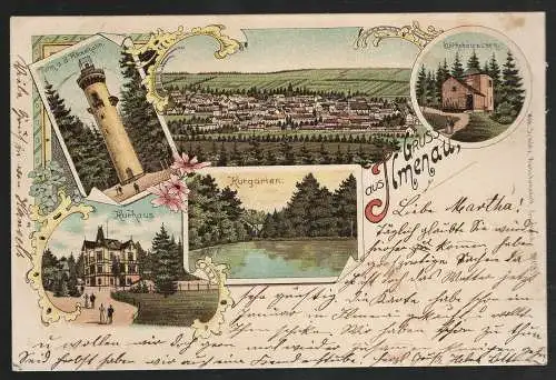 [Lithographie] Gruss aus Ilmenau. 