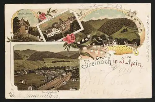 [Lithographie] Gruss aus Steinach in S. Mein. 