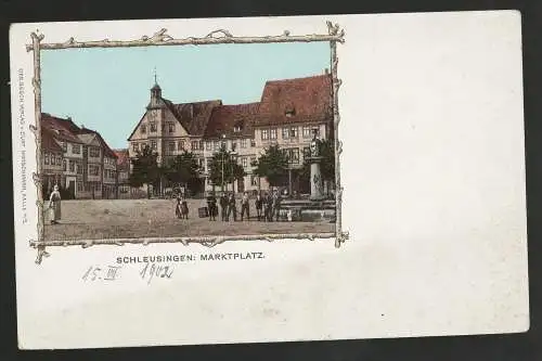 [Lithographie] Schleusingen Marktplatz. 