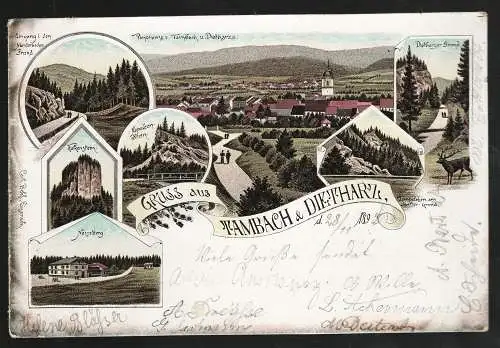 [Lithographie] Gruss aus Tambach & Dietharz. 