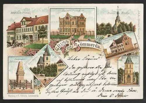 [Lithographie] Gruss aus Sömmerda. 