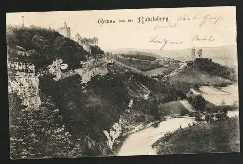 [Ansichtskarte] Gruss von der Rudelsburg. 
