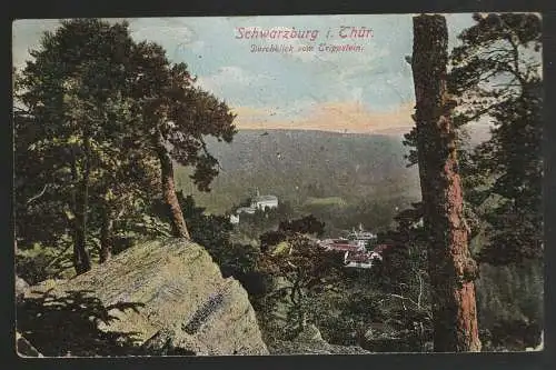 [Ansichtskarte] Schwarzburg i. Thür., Durchblick vom Tripstein. 