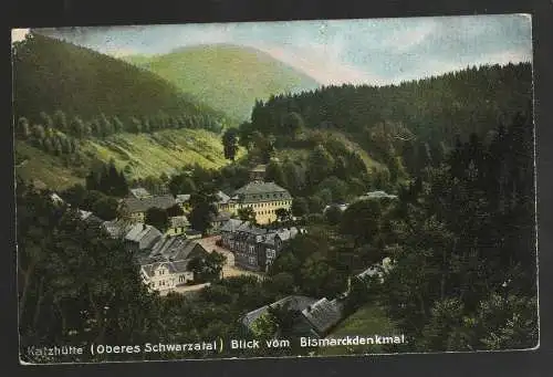 [Ansichtskarte] Katzhütte (Oberes Schwarzatal)  Blick vom Bismarckdenkmal. 