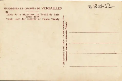 B80452 versailles table de la signature du traite de p france front/back image