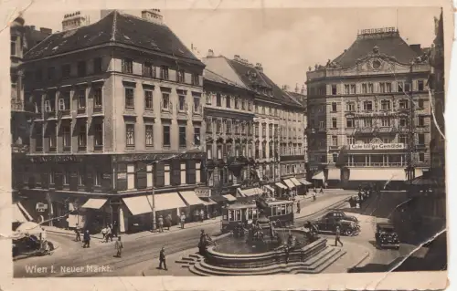 B79614 neuer markt strassenbahn wien österreich vorder-/rückbild