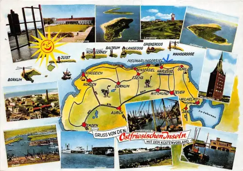 BG13268 Karte cartes geographiques gruss von den ostfriesischen inseln deutschland