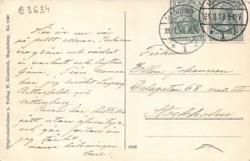 B3634 Deutschland Magdeburg Dom 1913 Front/Back Scan