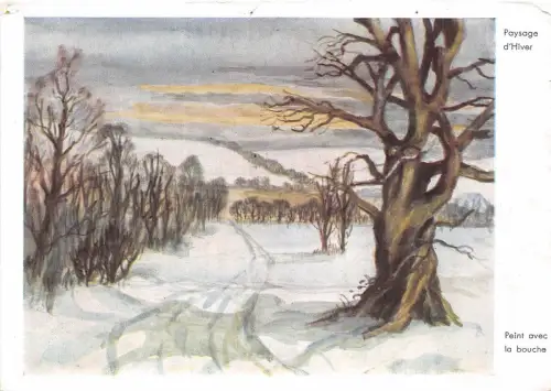 B53841 Kunst Reproduktion Paysage d'Hiver peinte avec la bouche D Jackson