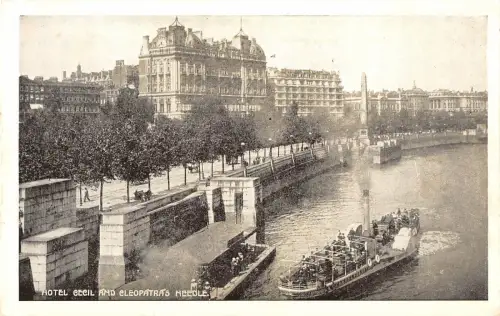 uk3836 hotel cecil and cleopatra's needle london ship real photo uk