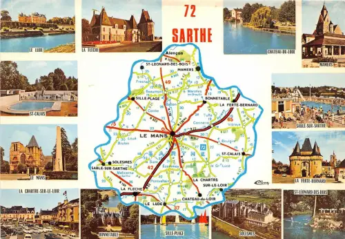 BR4335 Sarthe Karte Cartes Geographiques Frankreich