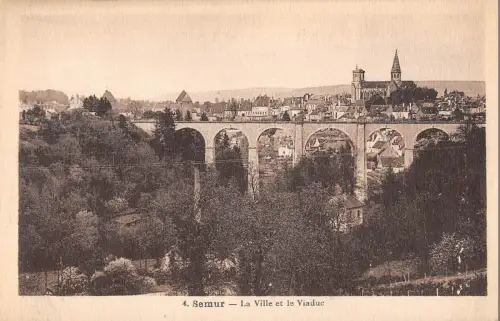 BF5840 la ville et le viaduc semur france Frankreich