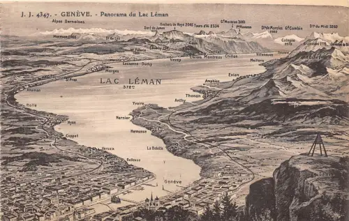 Br33265 Genfer Karte Panorama du lac Leman Schweiz