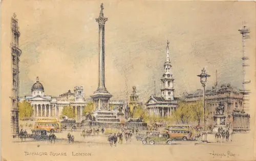 B90783 trafalgar square car voiture bus london uk