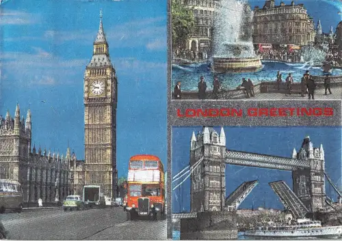 B102336 london greetings double decker bus uk