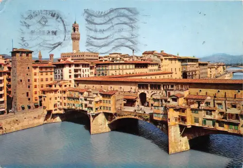B73725 ponte vecchio e torre del palazzo dell signoria Firenze Italien