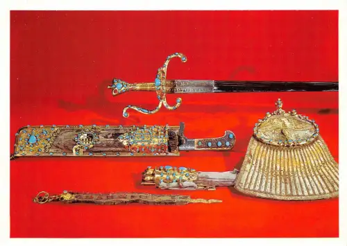 BF39021 Jagdausrüstung Set mit türkisem Dresden Deutschland Kunst Postkarte