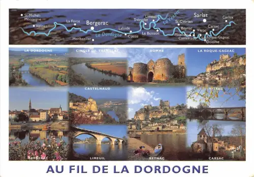 B51273 Au Fil de la Dordogne Boote Bateaux Karte Carte Multi Vues Frankreich
