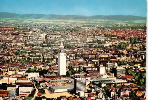 B40496 Frankfurt am Main Stadt mit Henninger Turm und Dom Peinting Postkarte