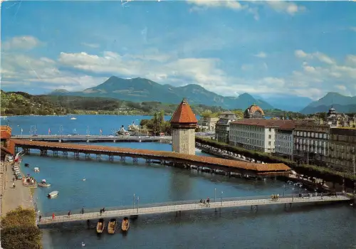 BG18045 luzern lucerne kapellbrücke wasserturm mit rigi switzerland