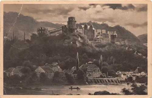 B37394 Heidelberg Das Schloss von der Hirsch gasse bei Mondschein germany