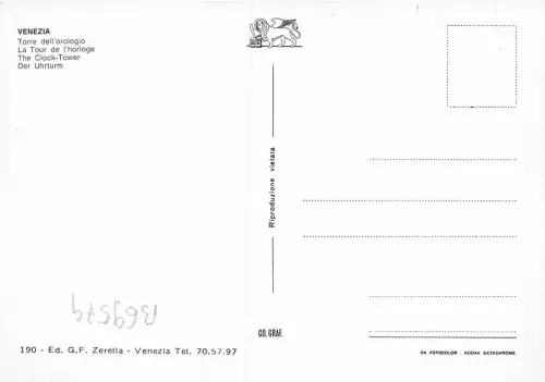 B69574 Italia Venezia Torre dell'orologio italy