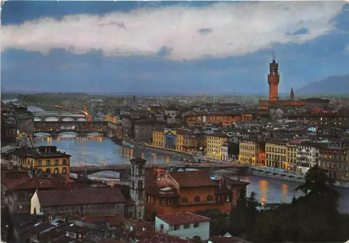 B58481 Firenze Veduta notturno dei Ponti italy