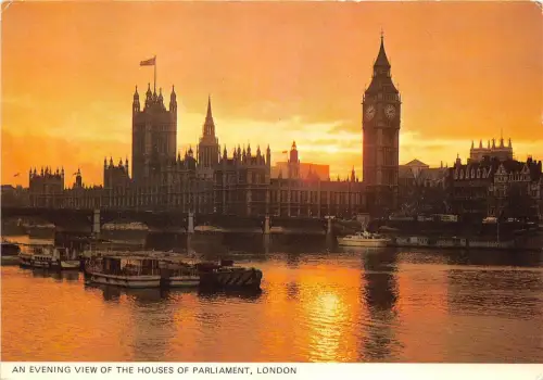 B87930 eine Abendansicht der Houses of Parliament London UK