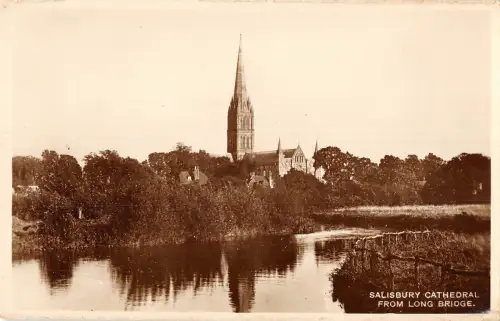 uk19985 cathedral from long bridge salisbury real photo uk