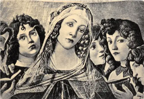 B69719 Kunst Reproduktion Botticelli La mAdonna detta del Melograno Postkarte