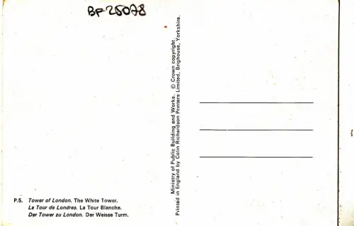 BF25078 tower of london the withe tower united kingdom front/back image