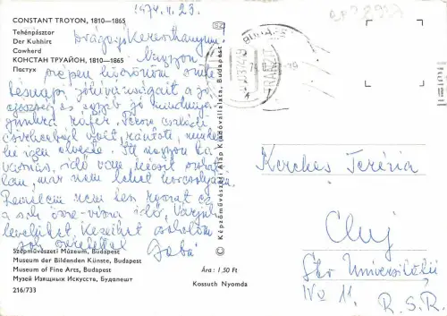 BF38937 Konstanter Troyon Kuhhirten Gemälde Kunst Postkarte