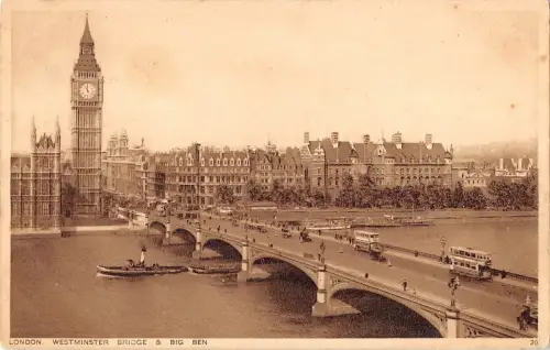 BR79996 London Westminster Bridge und Big Ben Ship Doppeldeckerbus UK