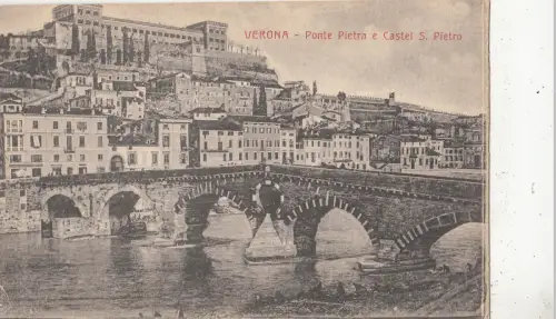 BF32483 verona ponte pietra e castel s pietro italy front/back image