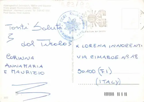 B83193 post galtur tirol alpengasthof zeinisjoch österreich